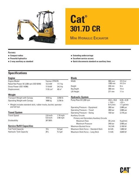 cat 301.7 specalog|cat 301.7 manual.